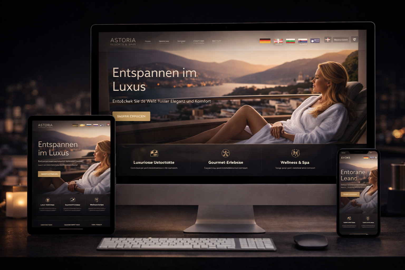 Beispiel für Premium-Website mit starker Markenpräsenz